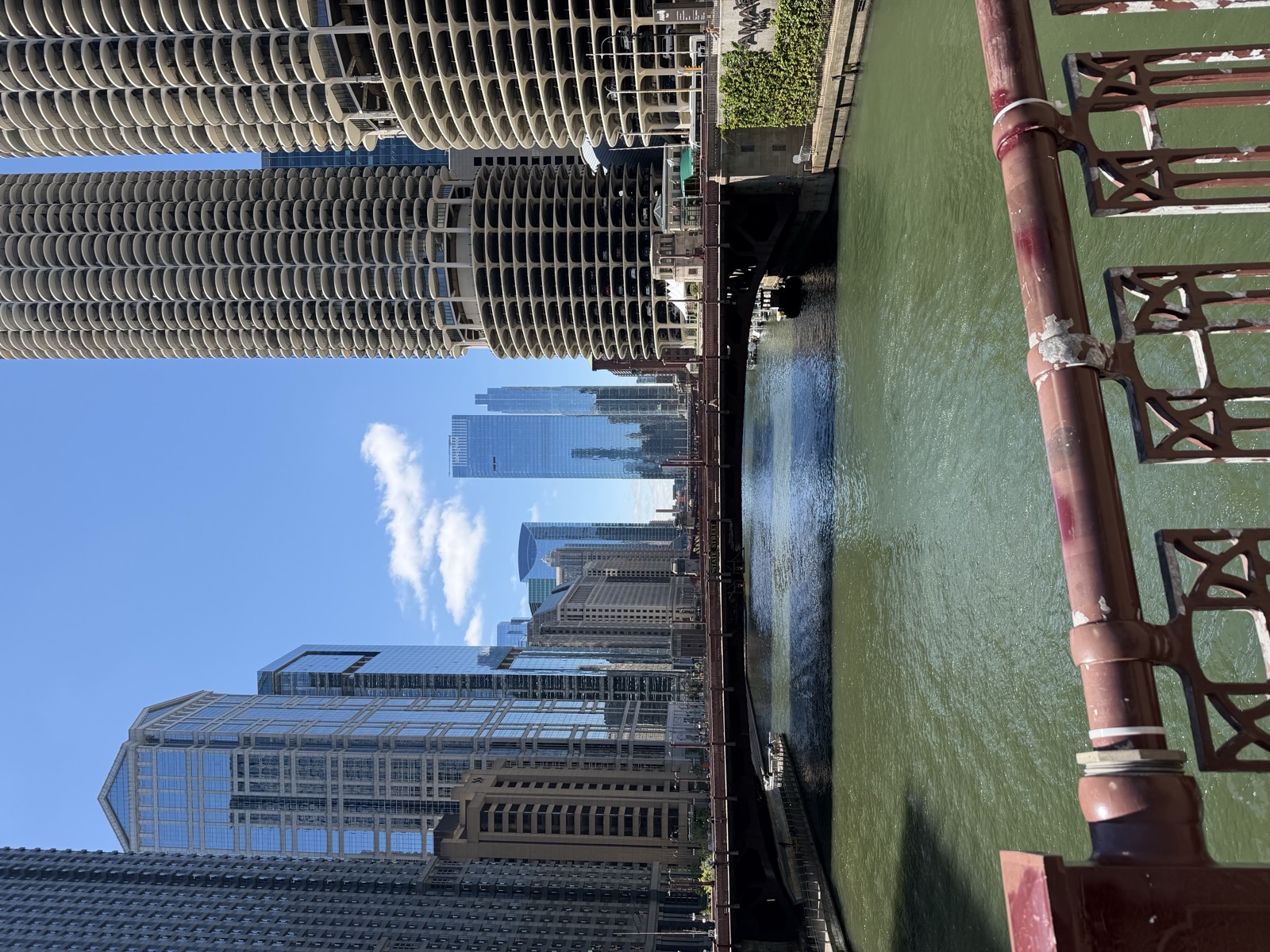 Chicago river and downtown buildings